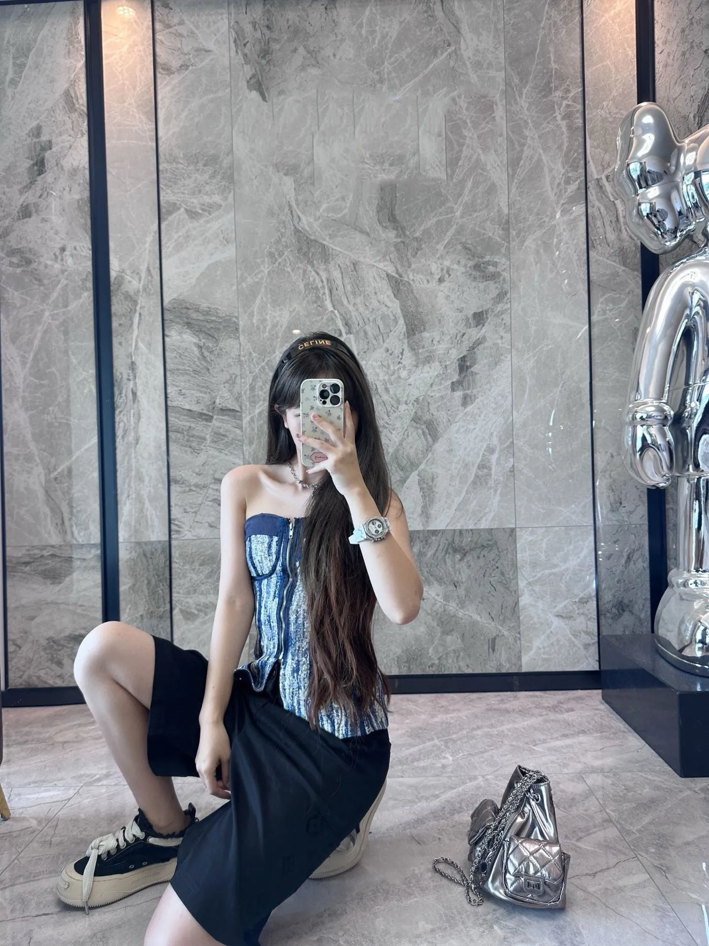Louis Vuitton/Louis Vuitton 24ss pocket flocked patchwork shorts
